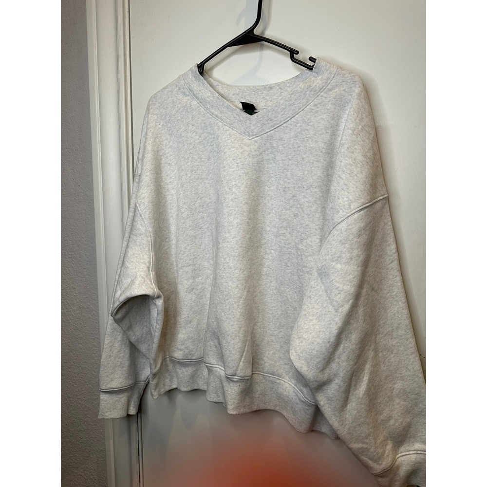 Wild Fable Womens XXL Light Gray Heather V-Neck Oversized Sweatshirt Pullover